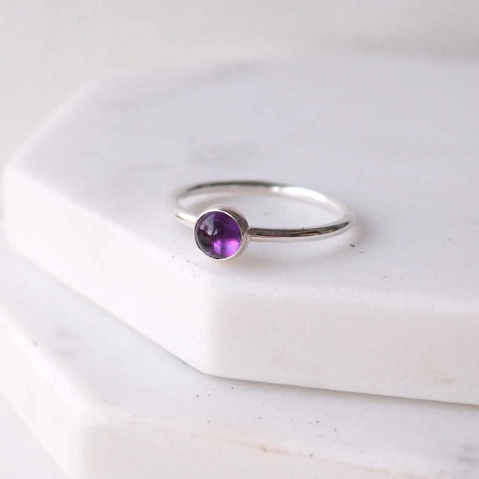 Amethyst Duo Ring Set in Sterling Silver