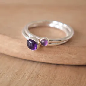 Amethyst Duo Ring Set in Sterling Silver