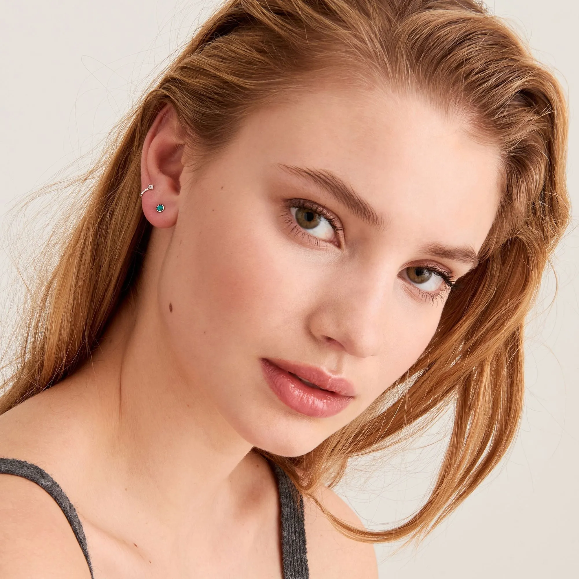 Ania Haie Silver Tidal Turquoise Double Stud Earrings