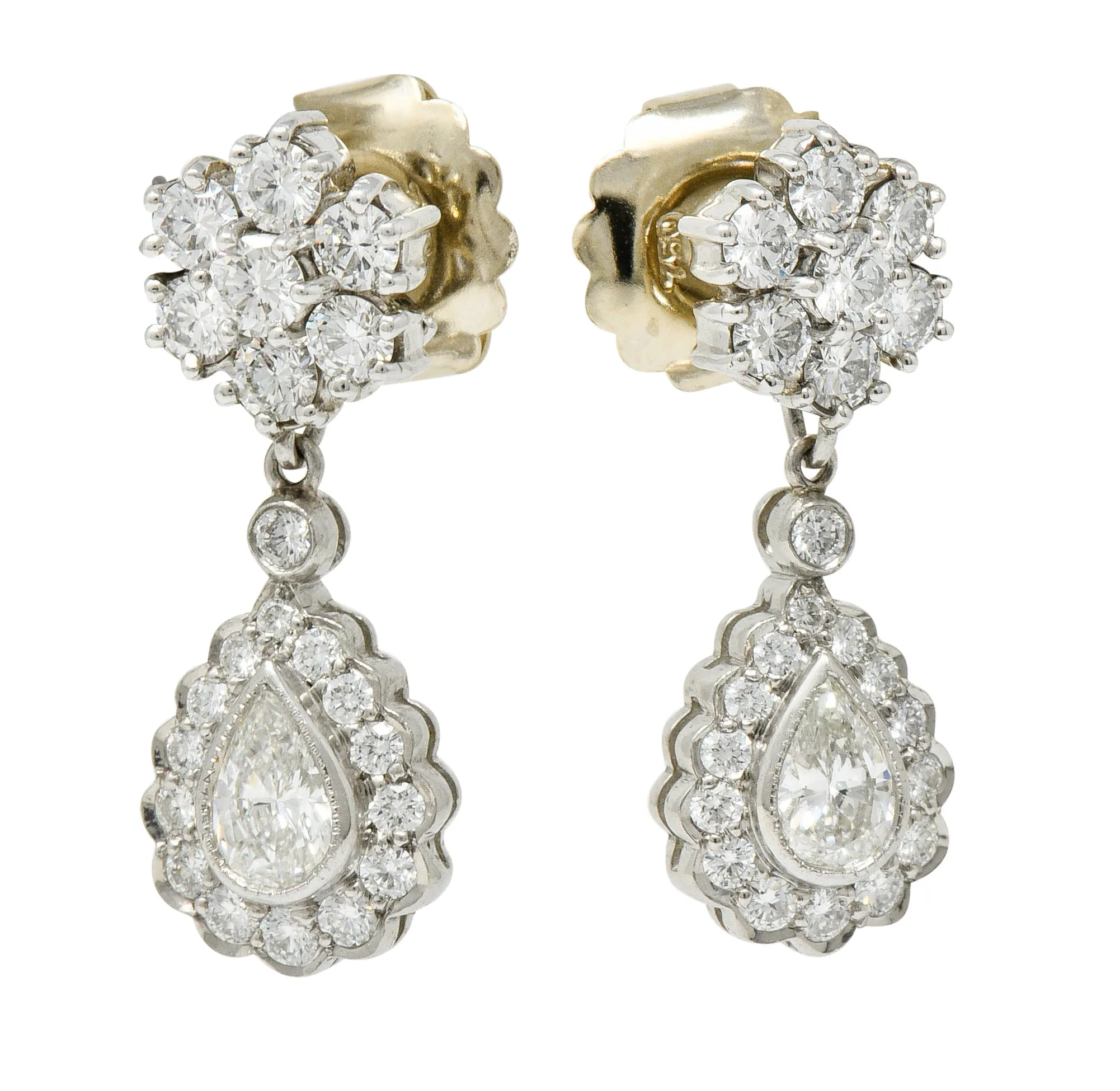Aquamarine & Diamond Platinum 18 Karat White Gold Convertible Drop Earrings