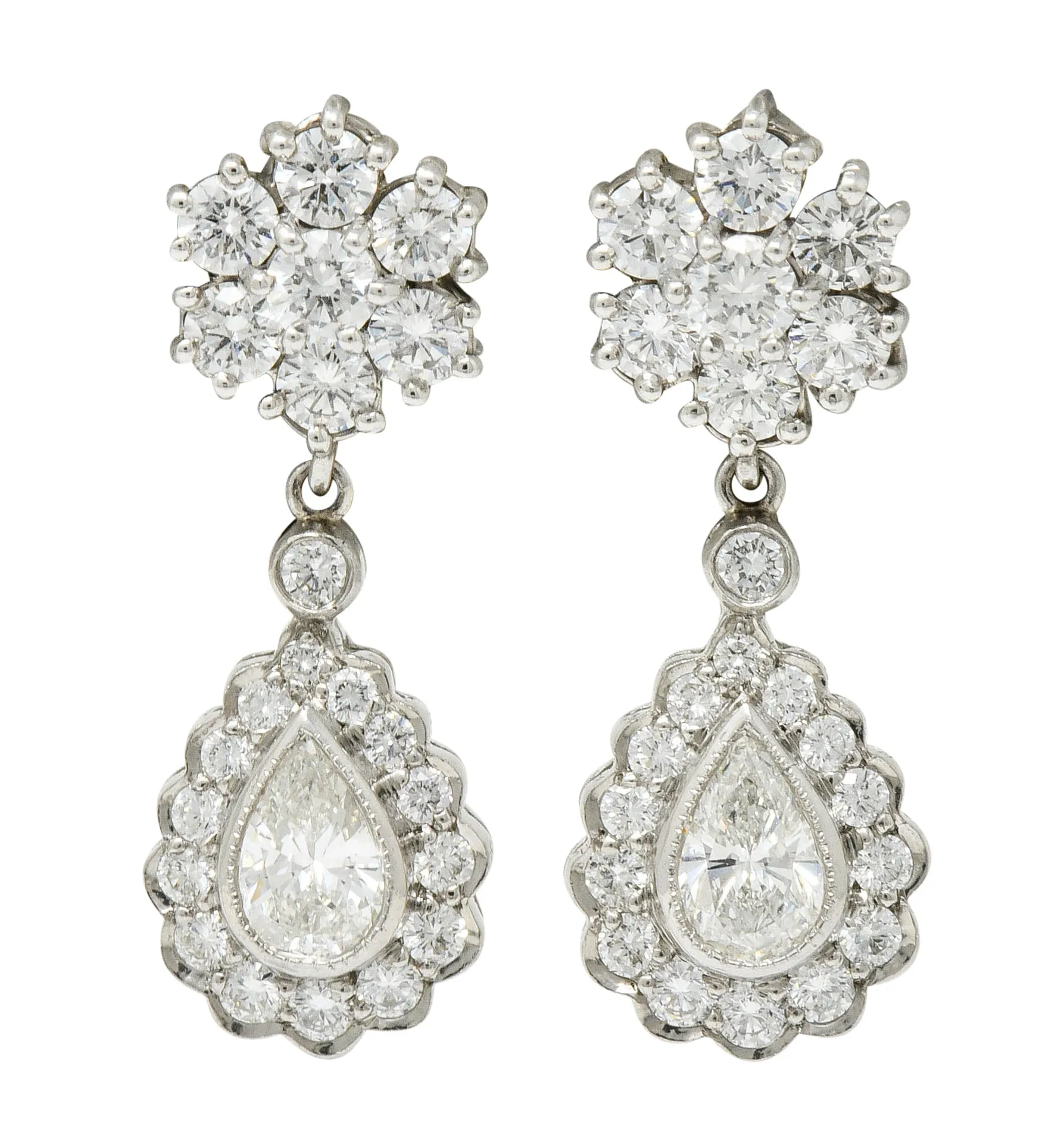 Aquamarine & Diamond Platinum 18 Karat White Gold Convertible Drop Earrings