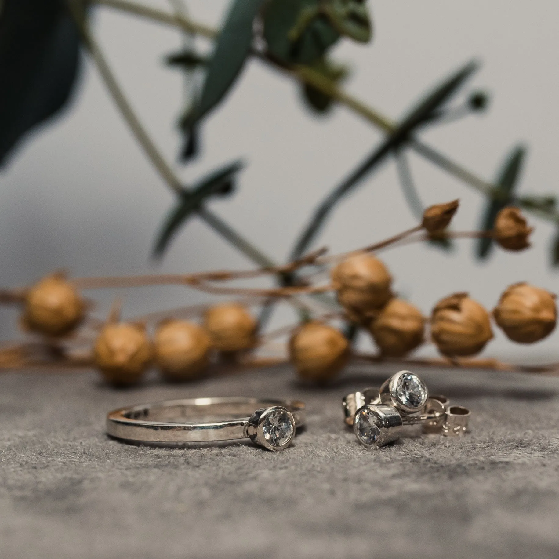 Aquamarine and Silver Stud Earrings
