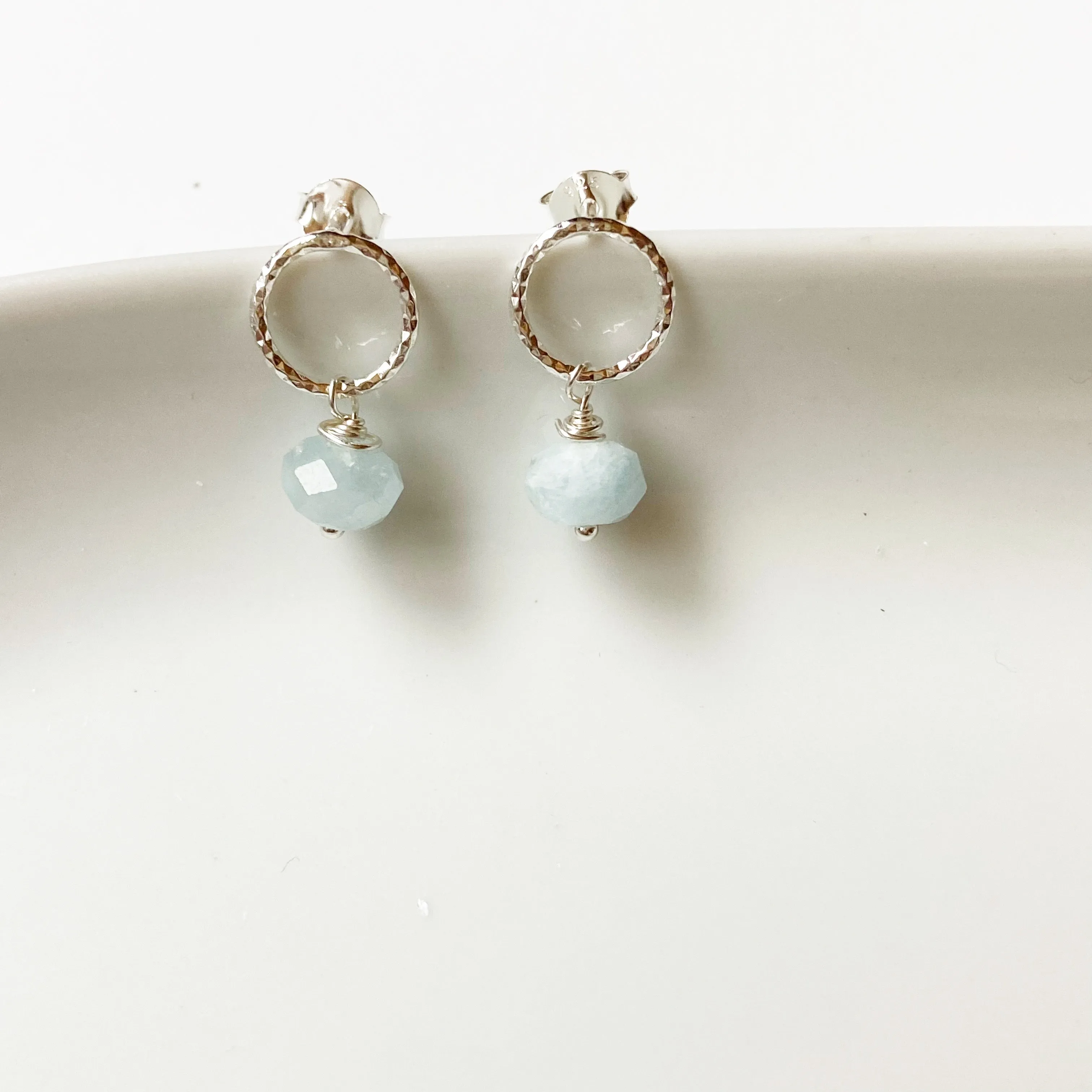 Aquamarine dangle stud earring