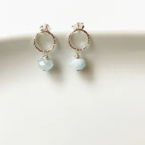 Aquamarine dangle stud earring