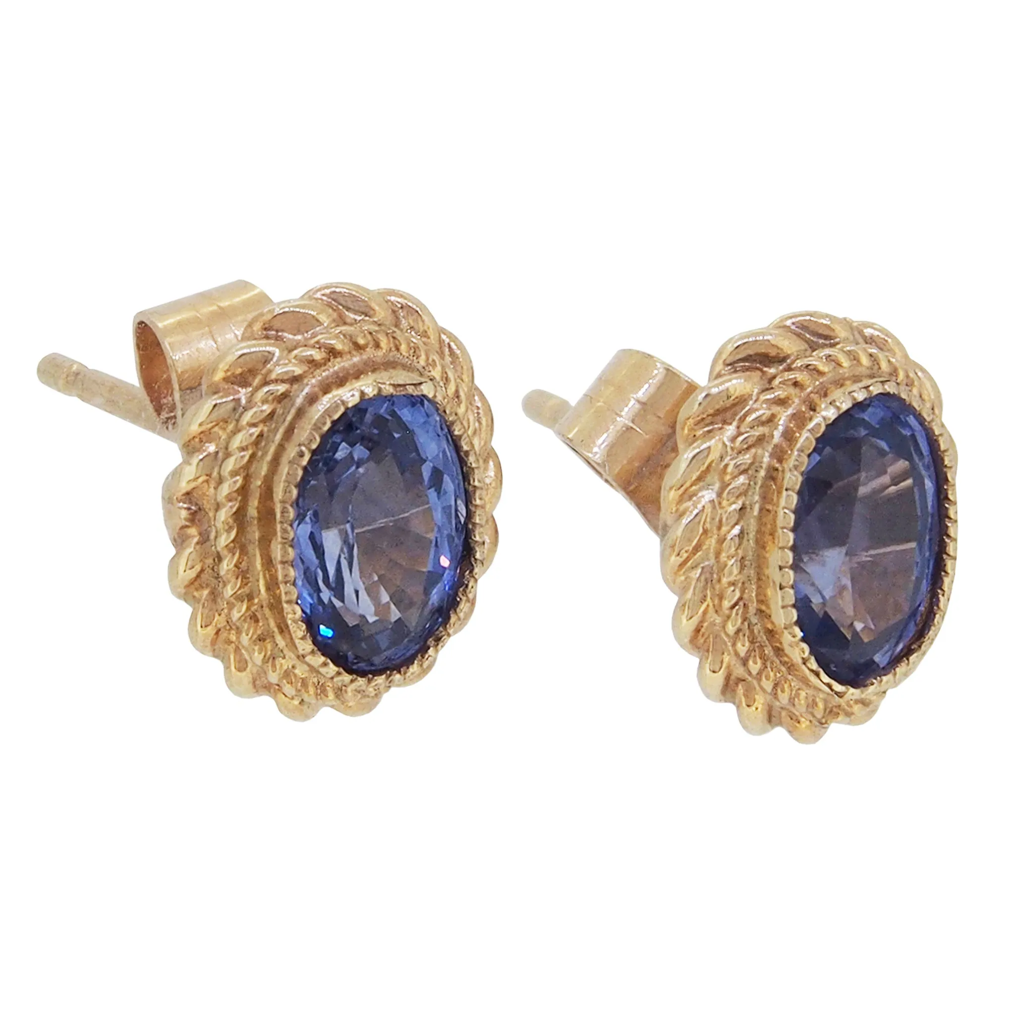 Aquamarine Set Stud Earrings