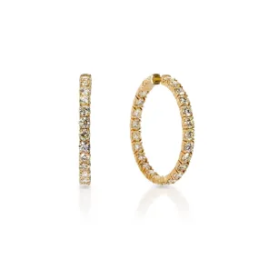 Ariel 10 Carat Round Brilliant Diamond Hoop Earrings in 14k Yellow Gold