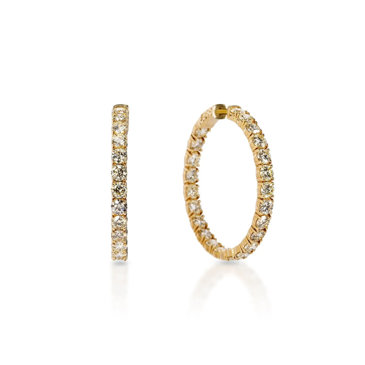 Ariel 10 Carat Round Brilliant Diamond Hoop Earrings in 14k Yellow Gold