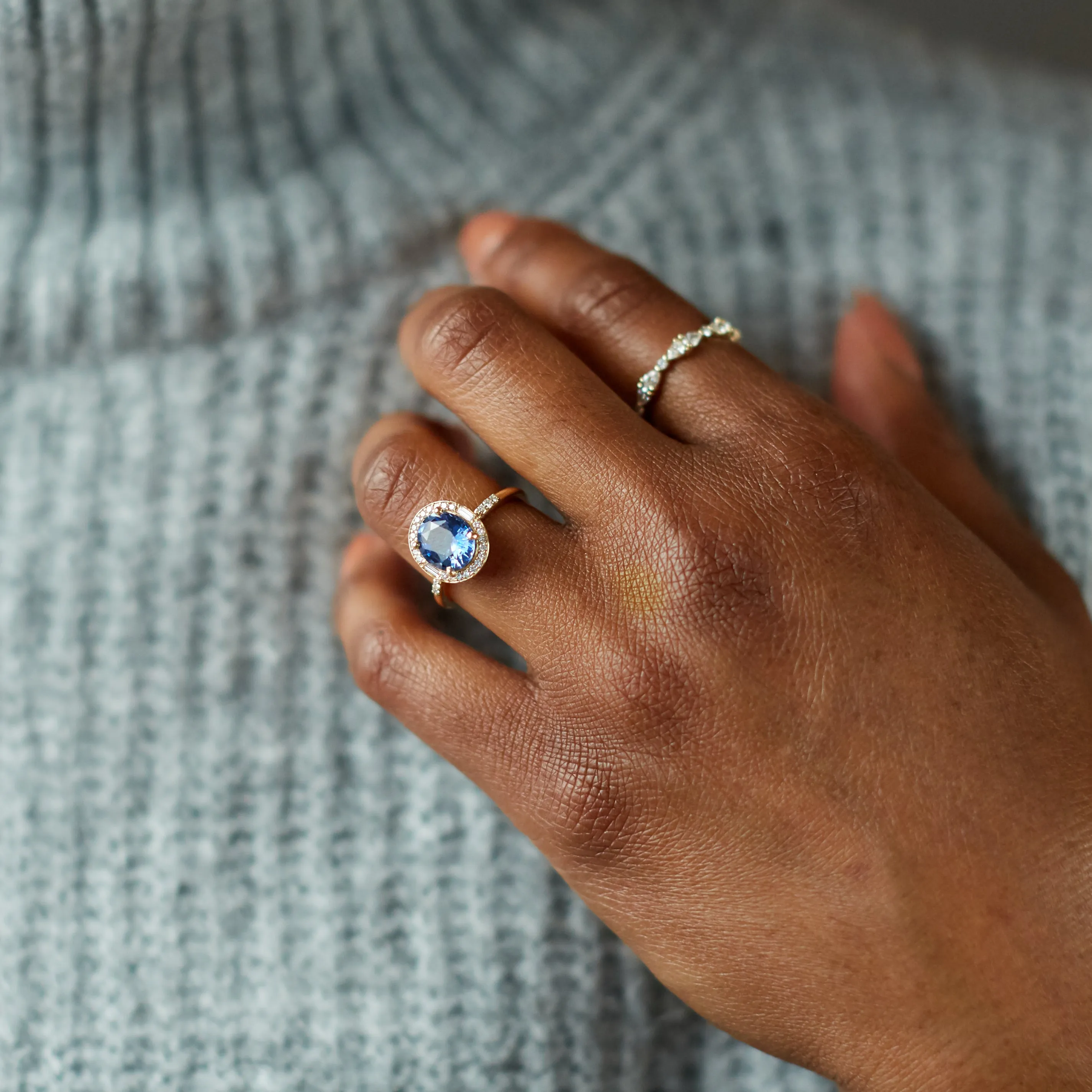 Athena Ring - 2.28 Carat Blue Oval Sapphire