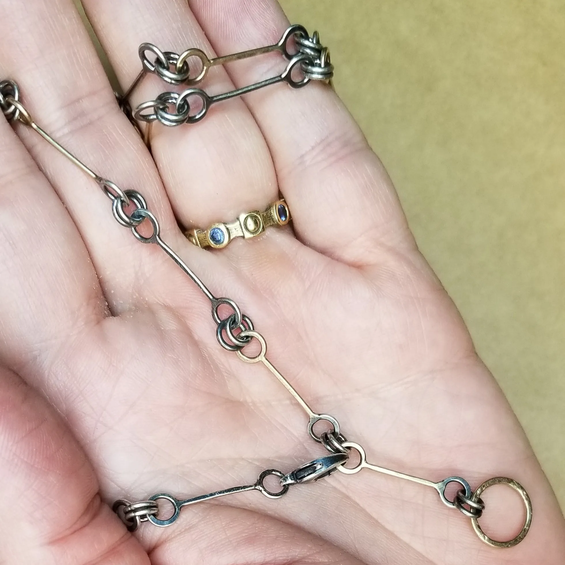Bar & Link Chain with 18k Gold and Sterling Silver Links