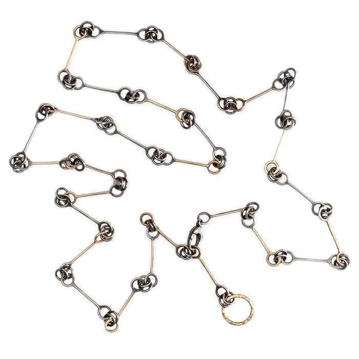Bar & Link Chain with 18k Gold and Sterling Silver Links