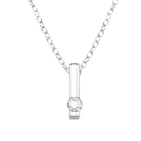 Bar Rod Silver Jewelled Necklace