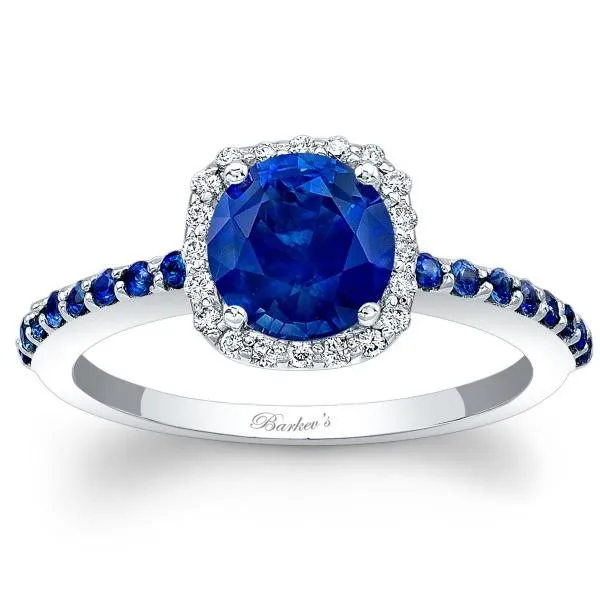 Barkev's Blue Sapphire Halo Diamond Engagement Ring