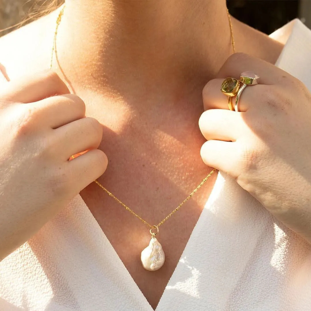Baroque Pearl Necklace | Ivory - Gold