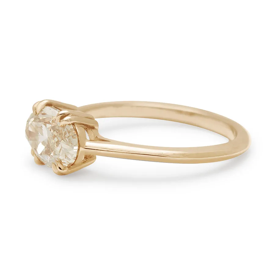 Bea East/West Solitaire Ring - Yellow Gold & Champagne Diamond (1.51ct)