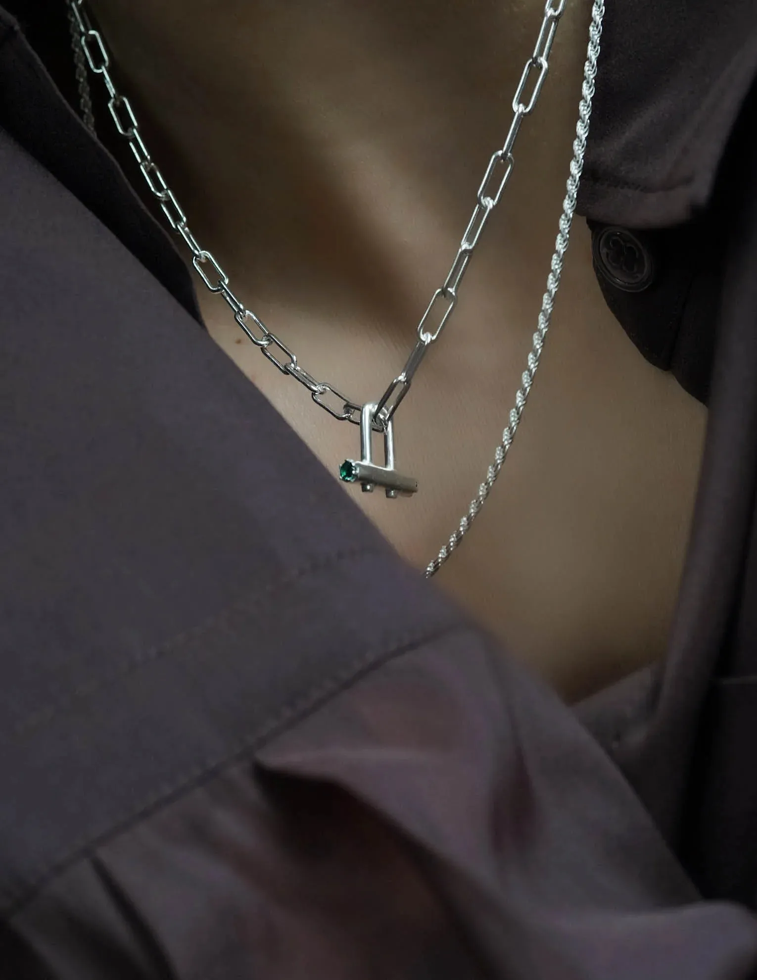 Birthstone link necklace <br>Gold Vermeil