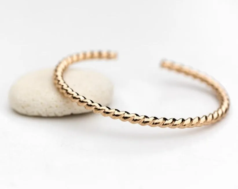 Bold Woven Gold Bangle Bracelet Cuff