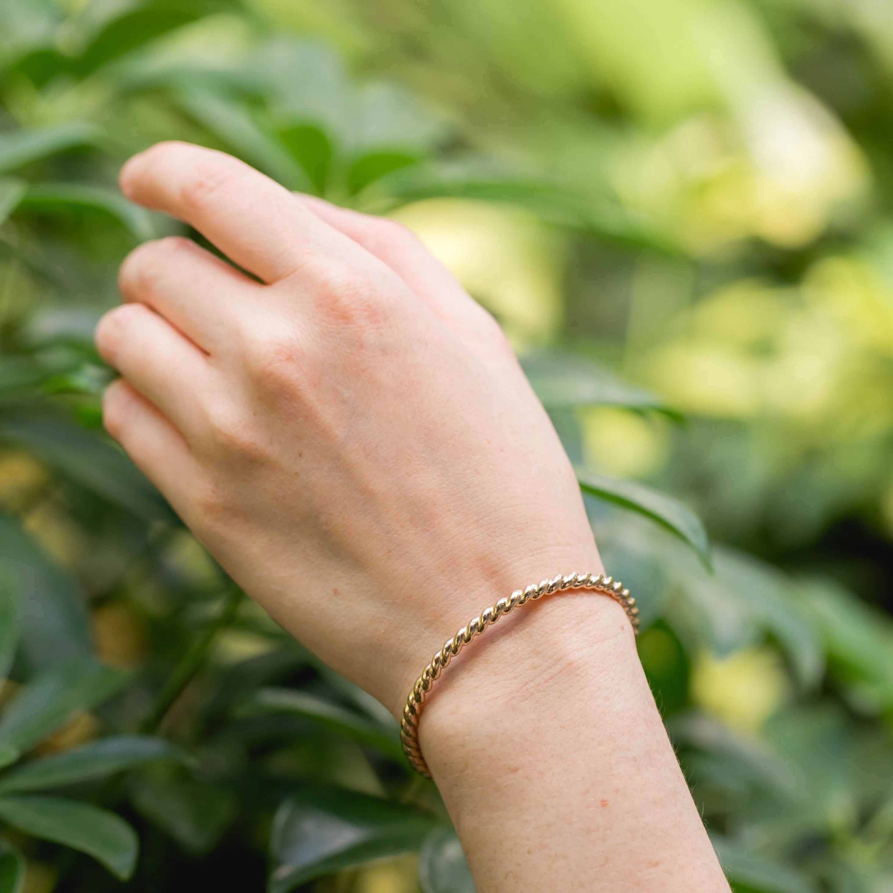 Bold Woven Gold Bangle Bracelet Cuff