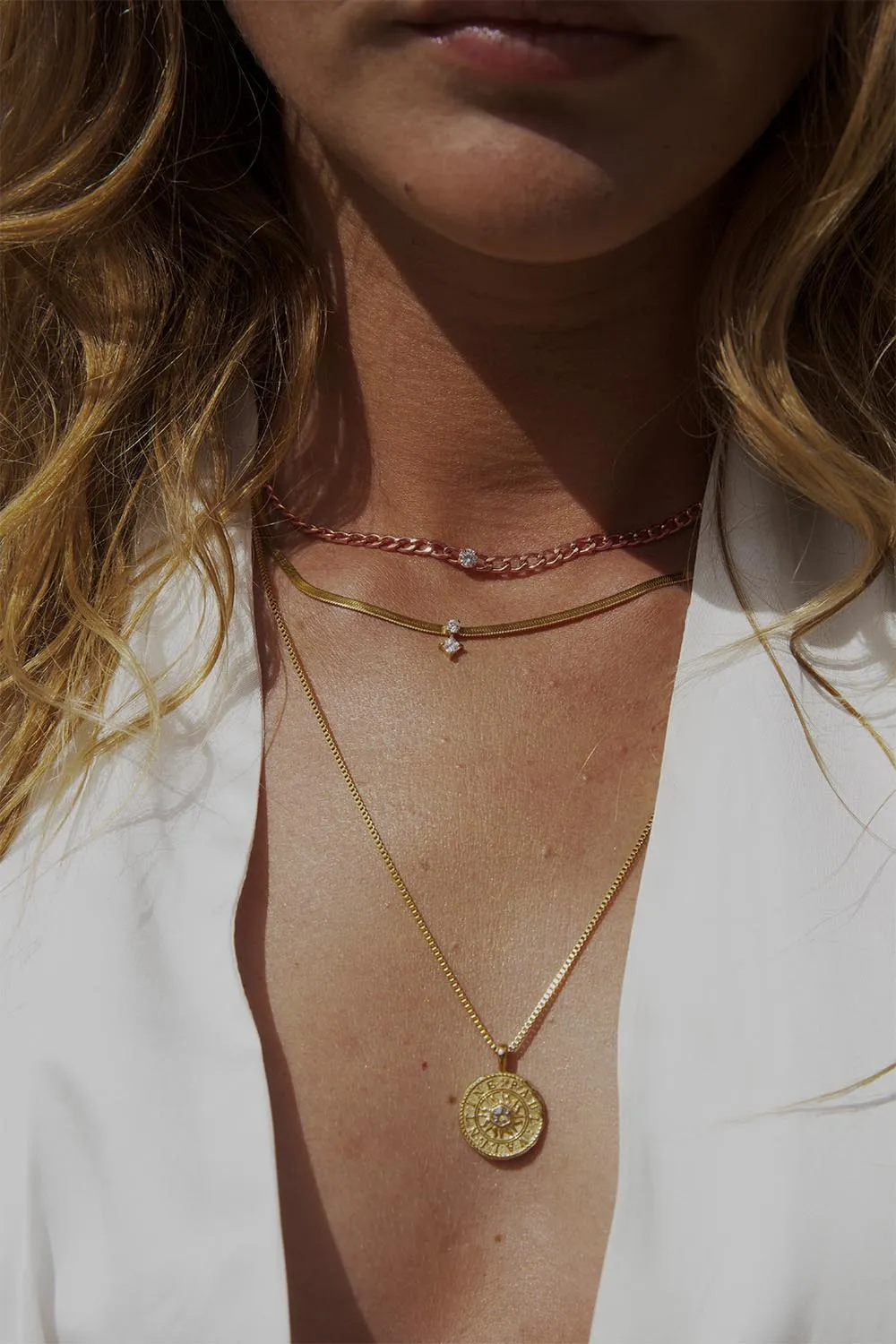Brilliant Curb Necklace 14K Rose Gold Plated