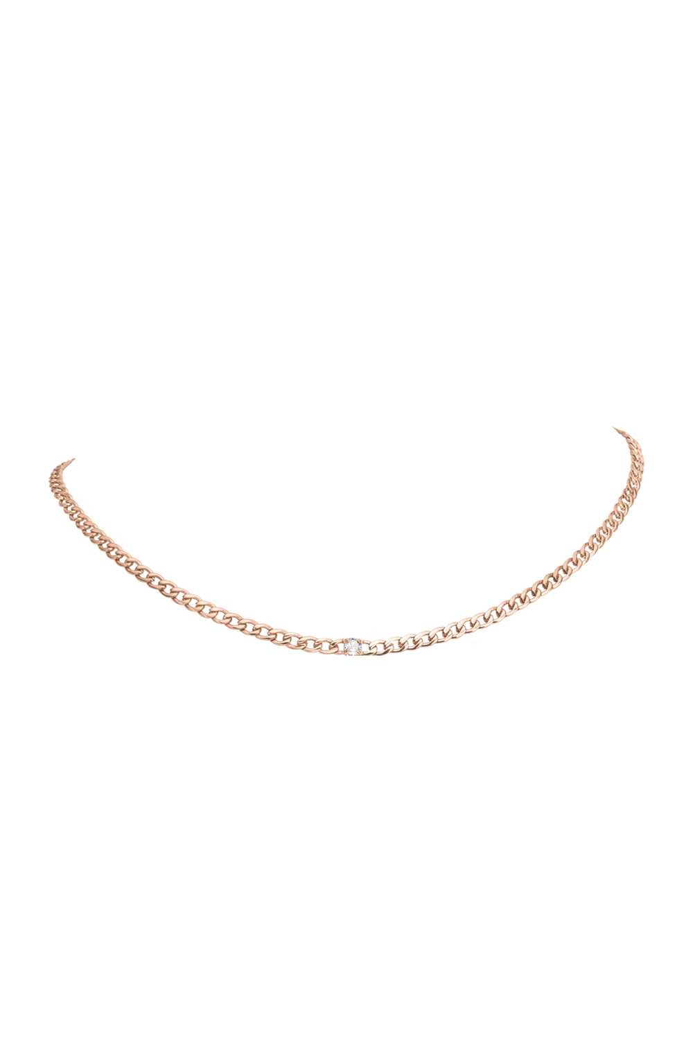 Brilliant Curb Necklace 14K Rose Gold Plated