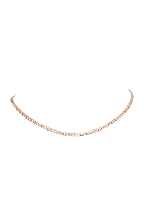 Brilliant Curb Necklace 14K Rose Gold Plated