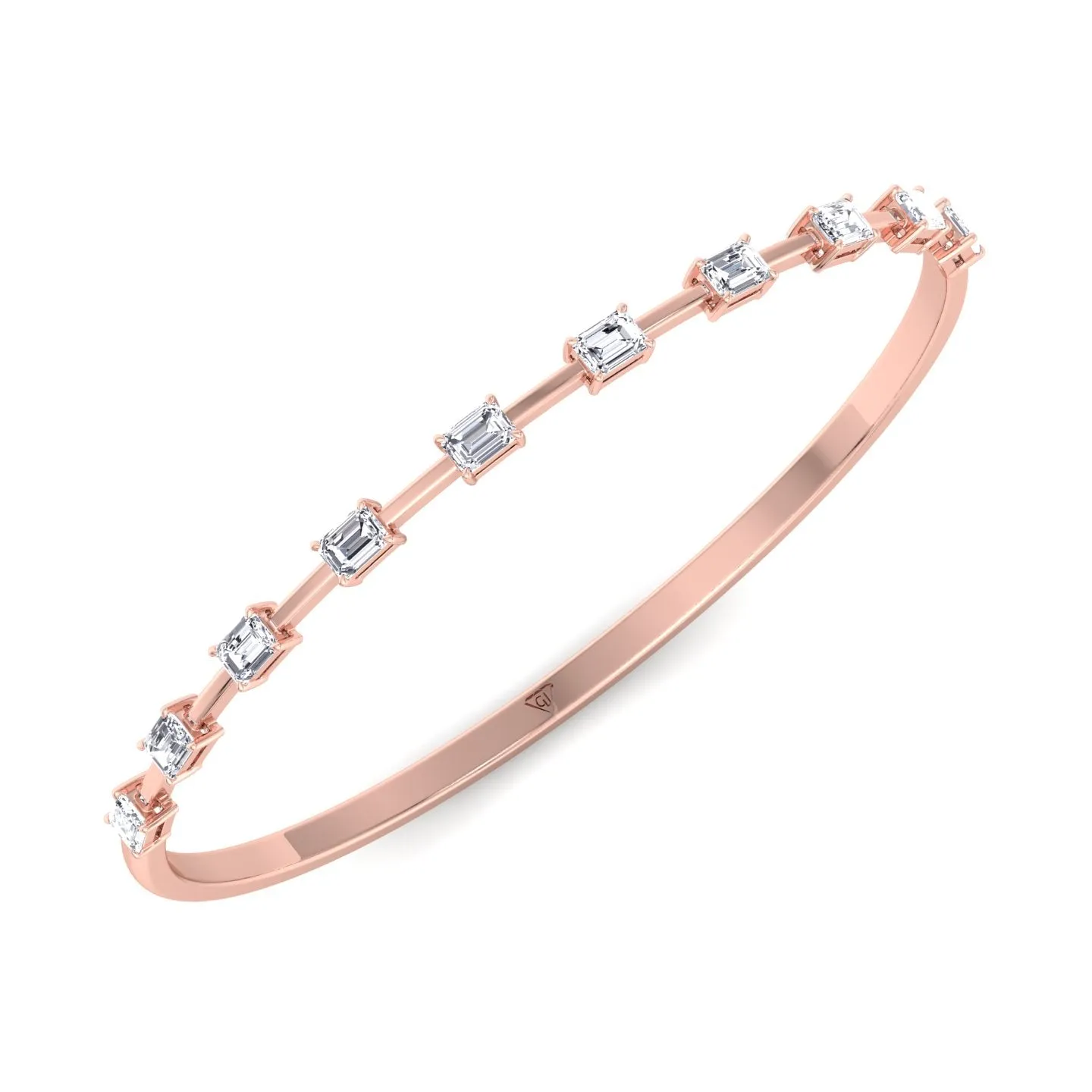 Bulda - (3.05CT T.W.) Emerald Cut East to West Natural Diamond Bangle