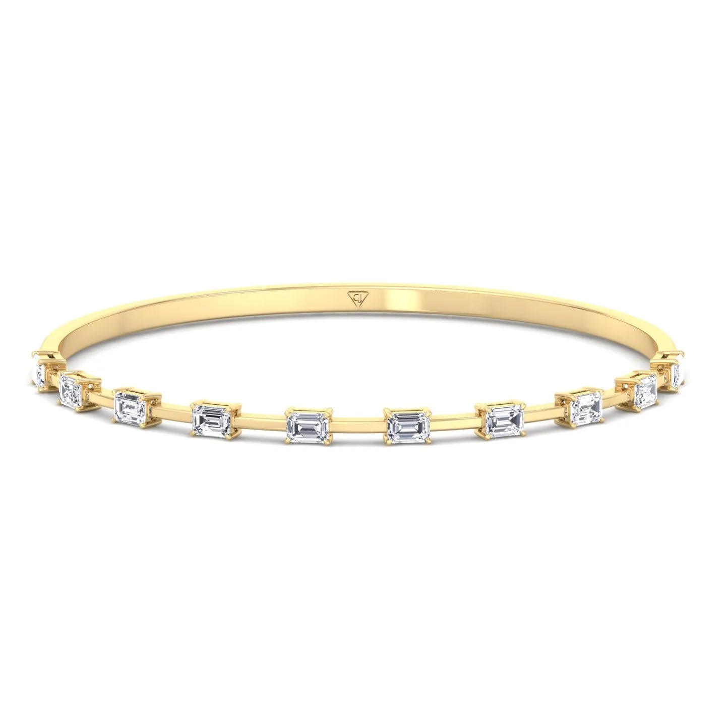 Bulda - (3.05CT T.W.) Emerald Cut East to West Natural Diamond Bangle