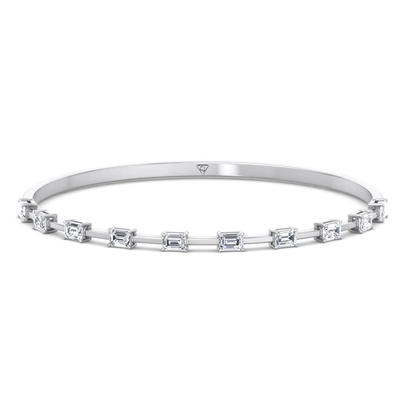 Bulda - (3.05CT T.W.) Emerald Cut East to West Natural Diamond Bangle