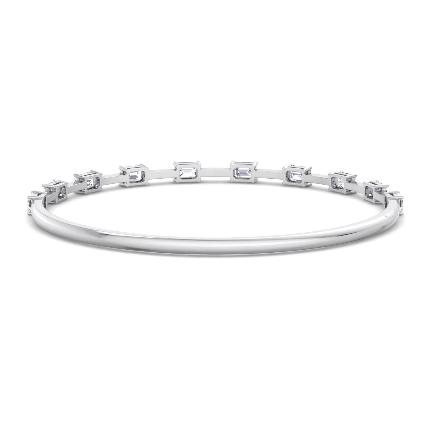 Bulda - (3.05CT T.W.) Emerald Cut East to West Natural Diamond Bangle