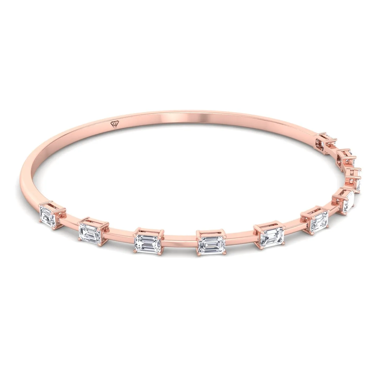 Bulda - (3.05CT T.W.) Emerald Cut East to West Natural Diamond Bangle