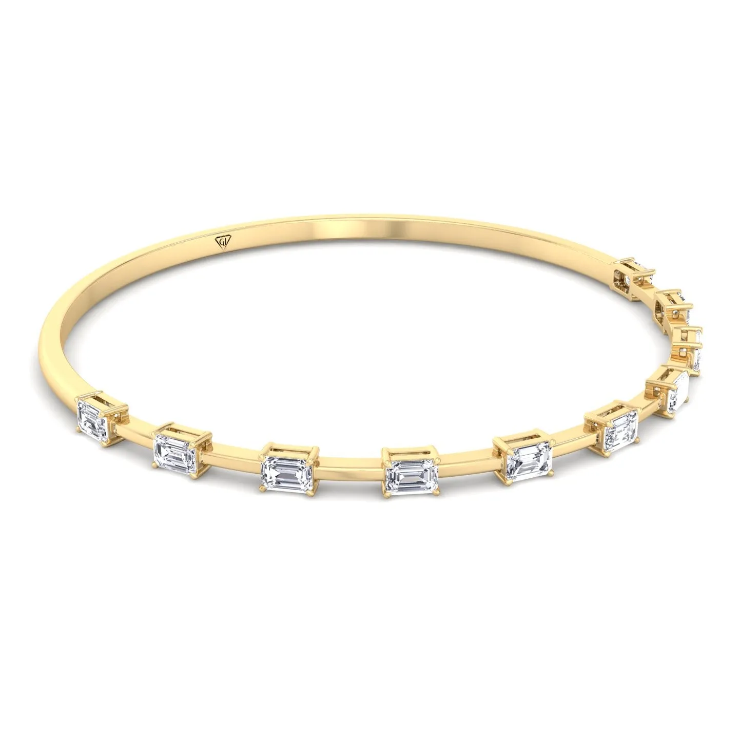 Bulda - (3.05CT T.W.) Emerald Cut East to West Natural Diamond Bangle