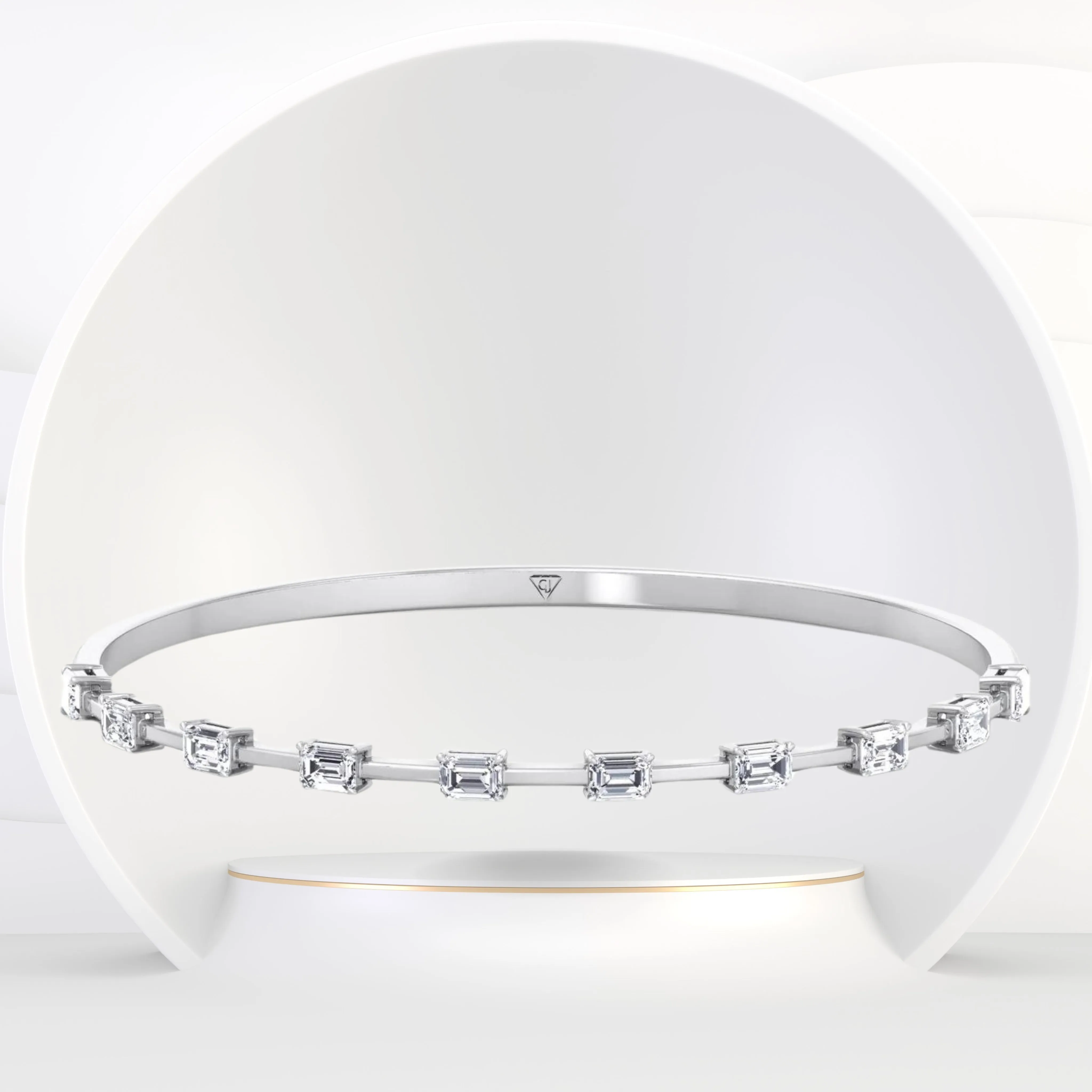 Bulda - (3.05CT T.W.) Emerald Cut East to West Natural Diamond Bangle