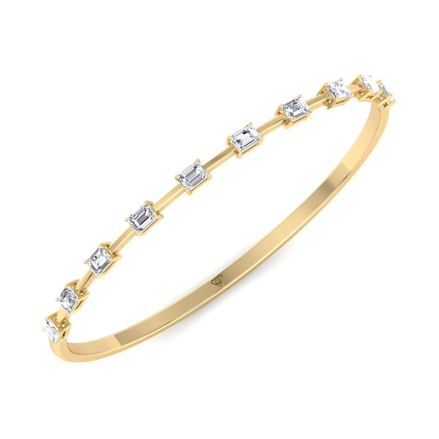 Bulda - (3.05CT T.W.) Emerald Cut East to West Natural Diamond Bangle