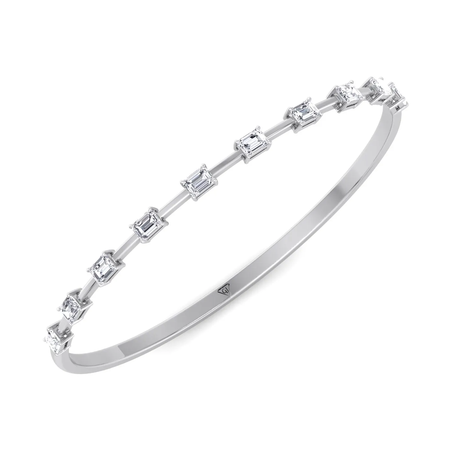 Bulda - (3.05CT T.W.) Emerald Cut East to West Natural Diamond Bangle