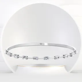 Bulda - (3.05CT T.W.) Emerald Cut East to West Natural Diamond Bangle