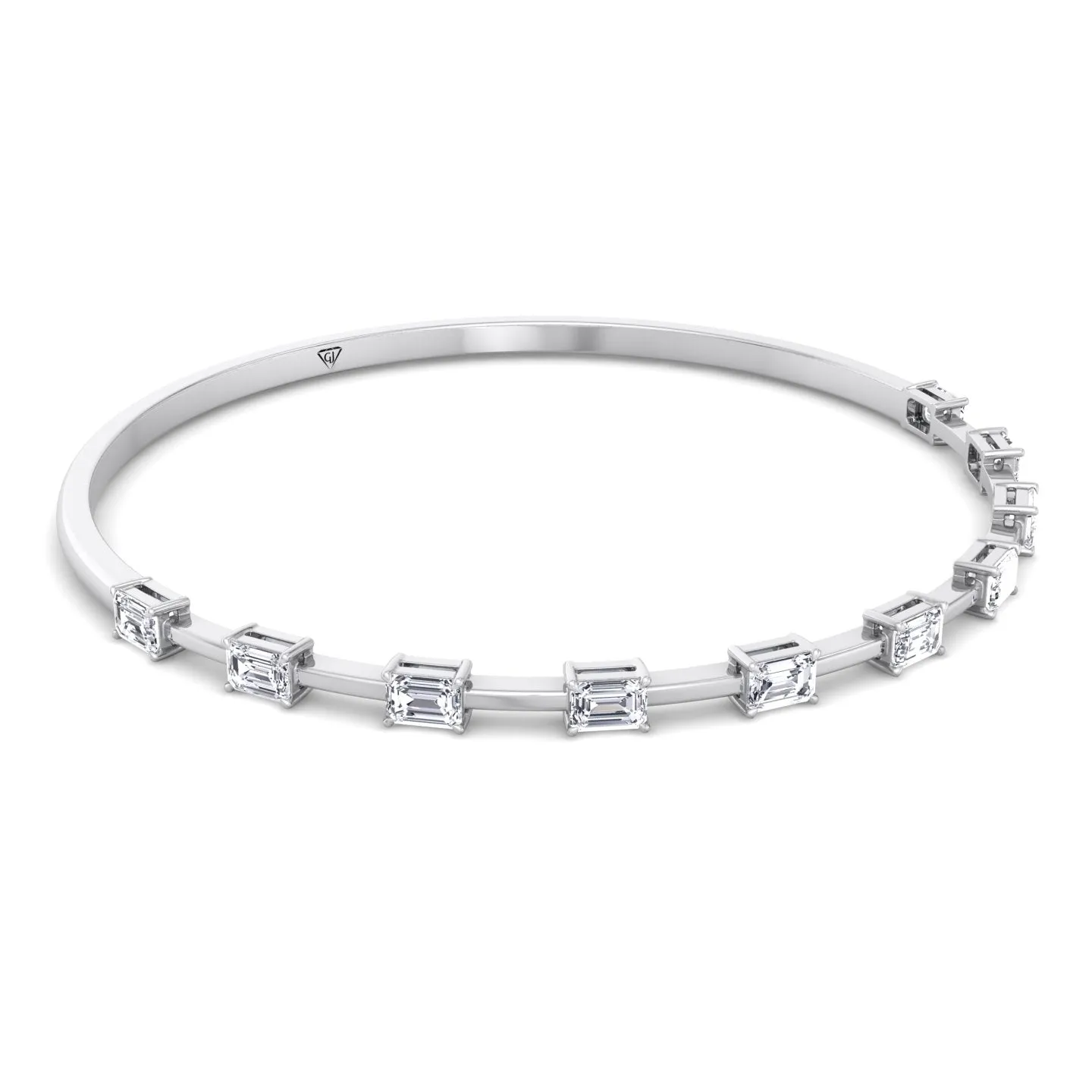 Bulda - (3.05CT T.W.) Emerald Cut East to West Natural Diamond Bangle