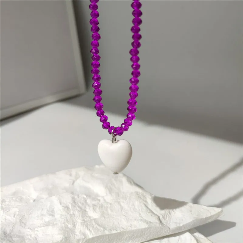 Candy Color Heart and Beads Earrings