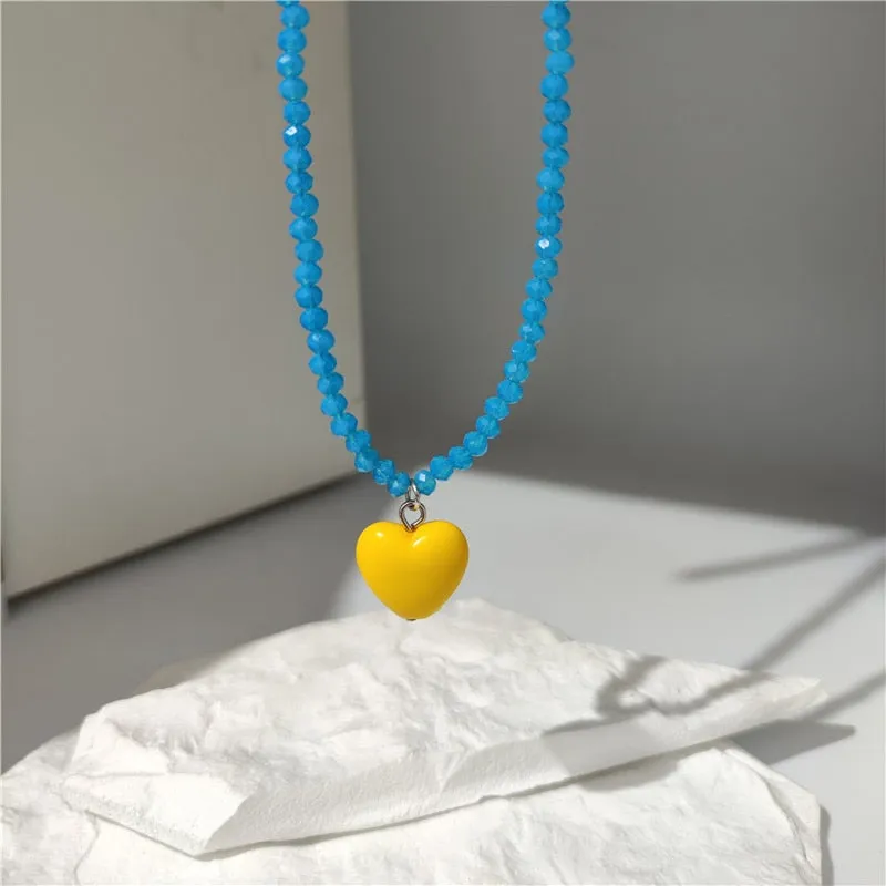 Candy Color Heart and Beads Earrings