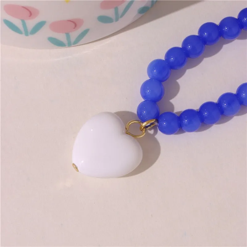 Candy Color Heart and Beads Earrings