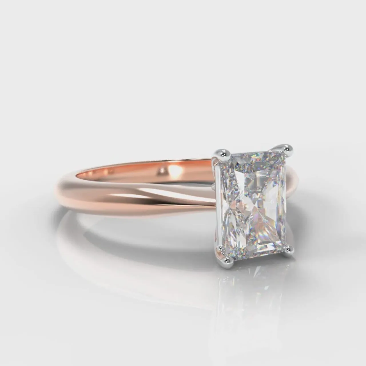 Carrée Solitaire Radiant Cut Diamond Engagement Ring - Rose Gold