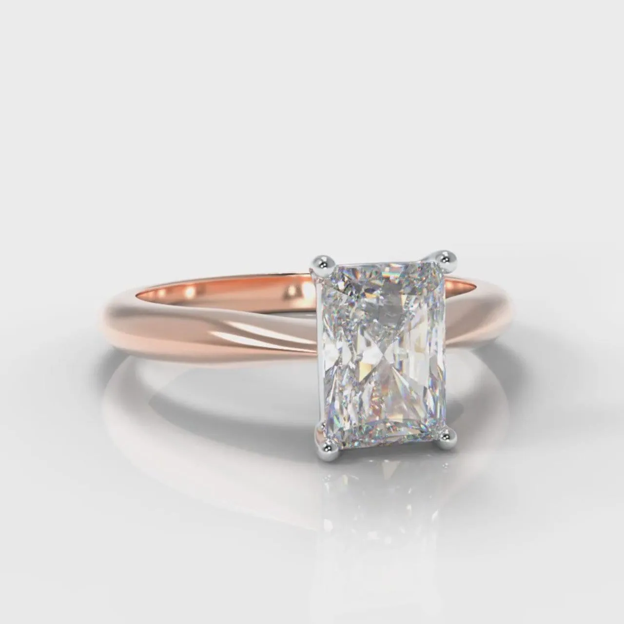Carrée Solitaire Radiant Cut Diamond Engagement Ring - Rose Gold