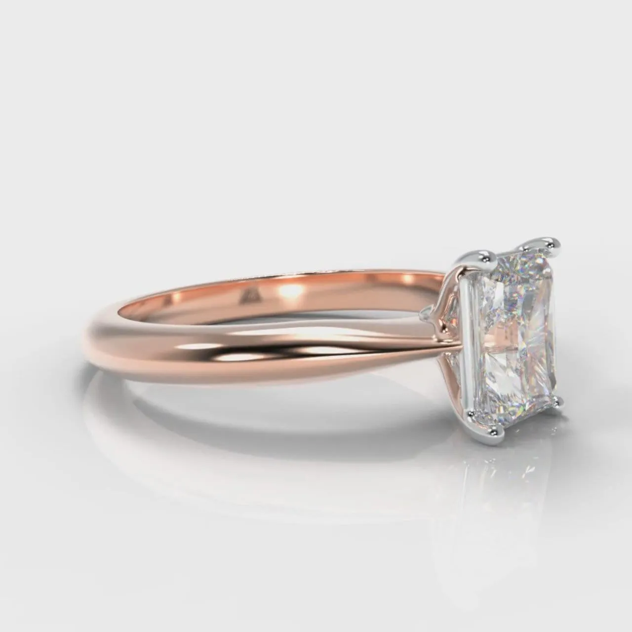 Carrée Solitaire Radiant Cut Diamond Engagement Ring - Rose Gold