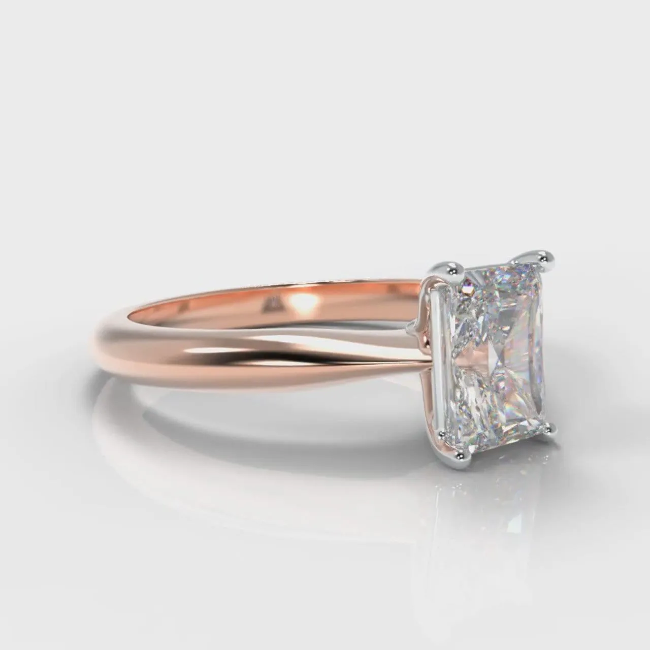 Carrée Solitaire Radiant Cut Diamond Engagement Ring - Rose Gold