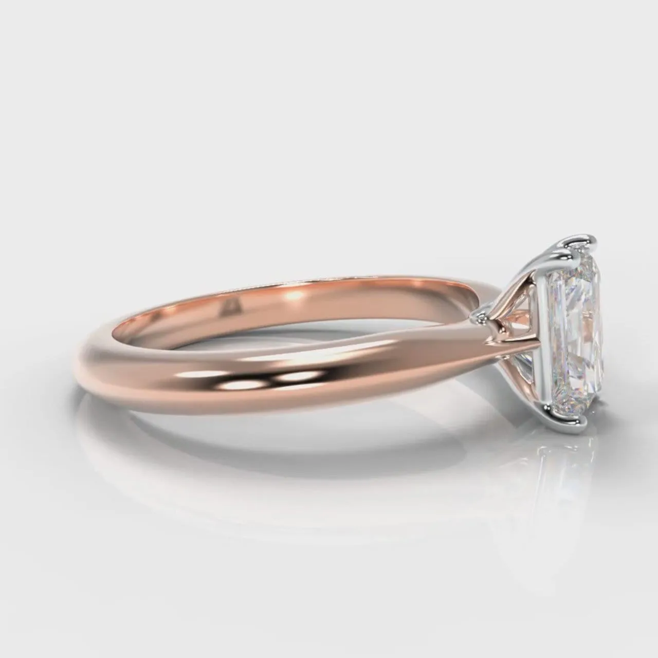 Carrée Solitaire Radiant Cut Diamond Engagement Ring - Rose Gold