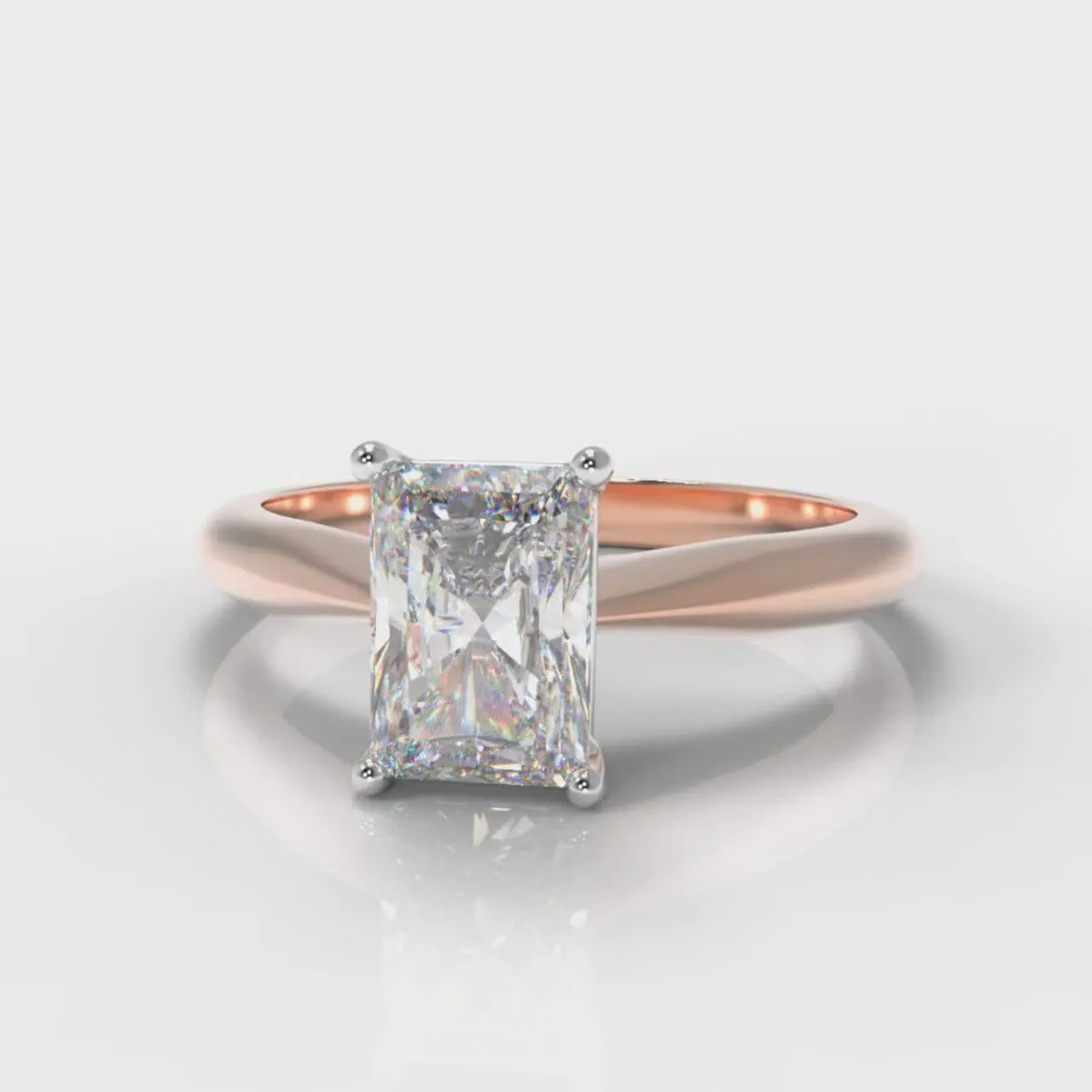 Carrée Solitaire Radiant Cut Diamond Engagement Ring - Rose Gold