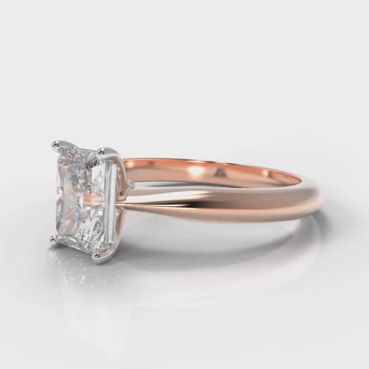 Carrée Solitaire Radiant Cut Diamond Engagement Ring - Rose Gold