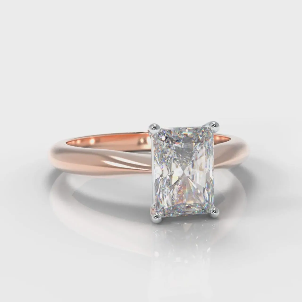 Carrée Solitaire Radiant Cut Diamond Engagement Ring - Rose Gold