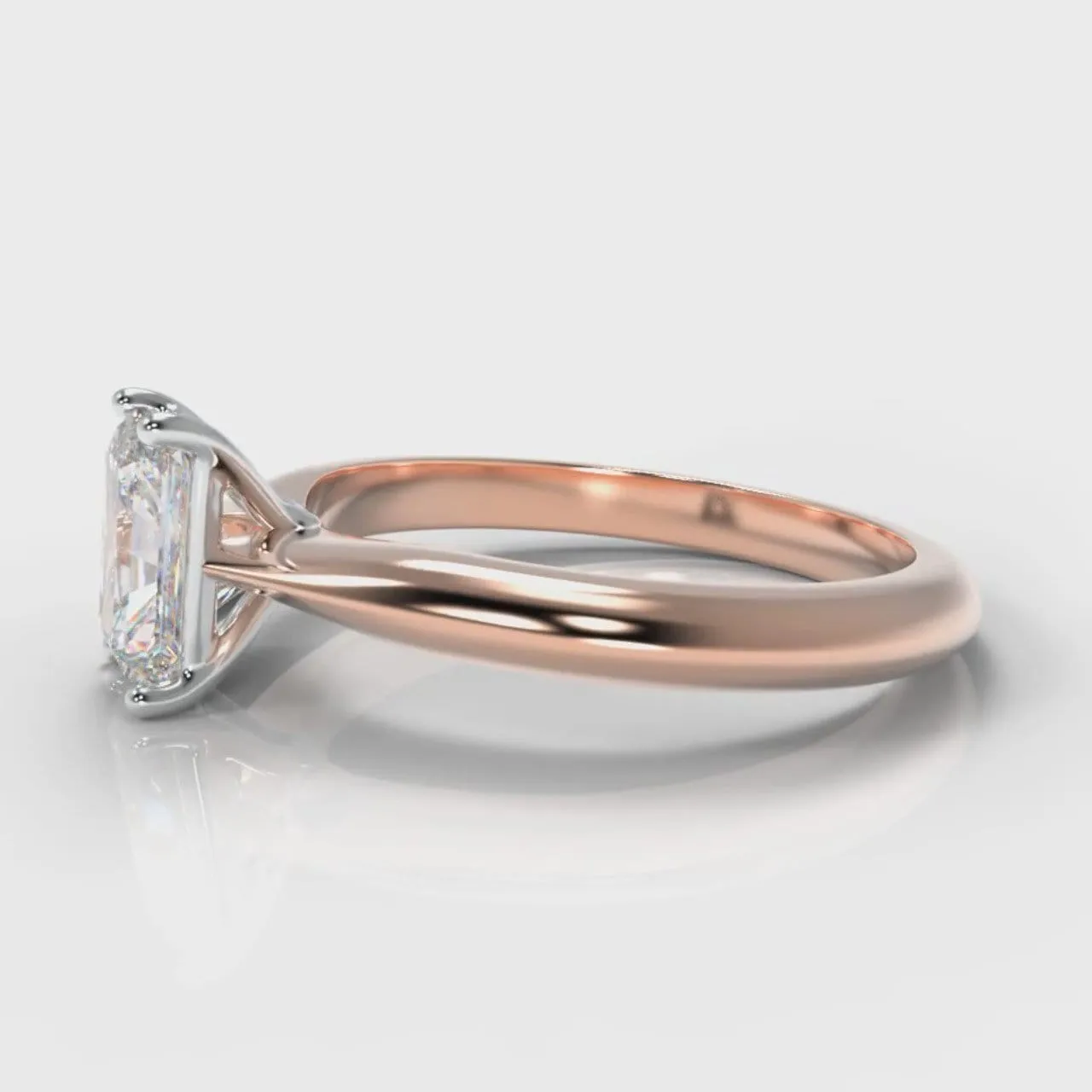 Carrée Solitaire Radiant Cut Diamond Engagement Ring - Rose Gold