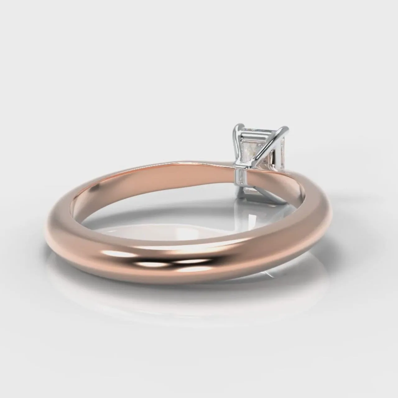Carrée Solitaire Radiant Cut Diamond Engagement Ring - Rose Gold