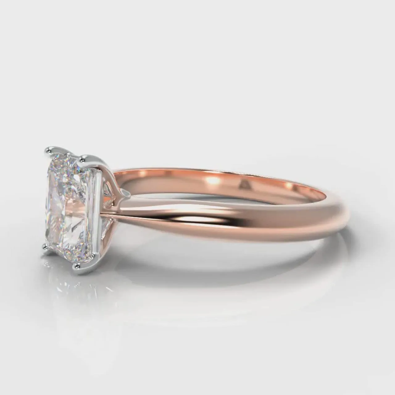 Carrée Solitaire Radiant Cut Diamond Engagement Ring - Rose Gold
