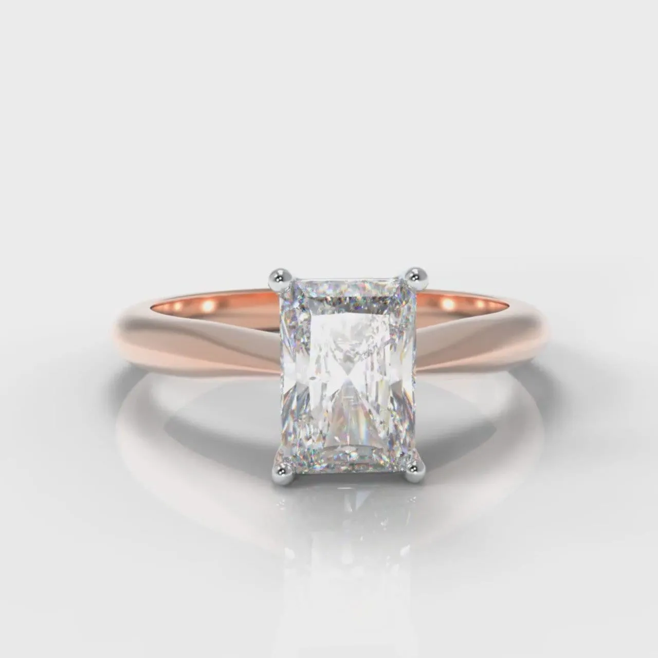 Carrée Solitaire Radiant Cut Diamond Engagement Ring - Rose Gold